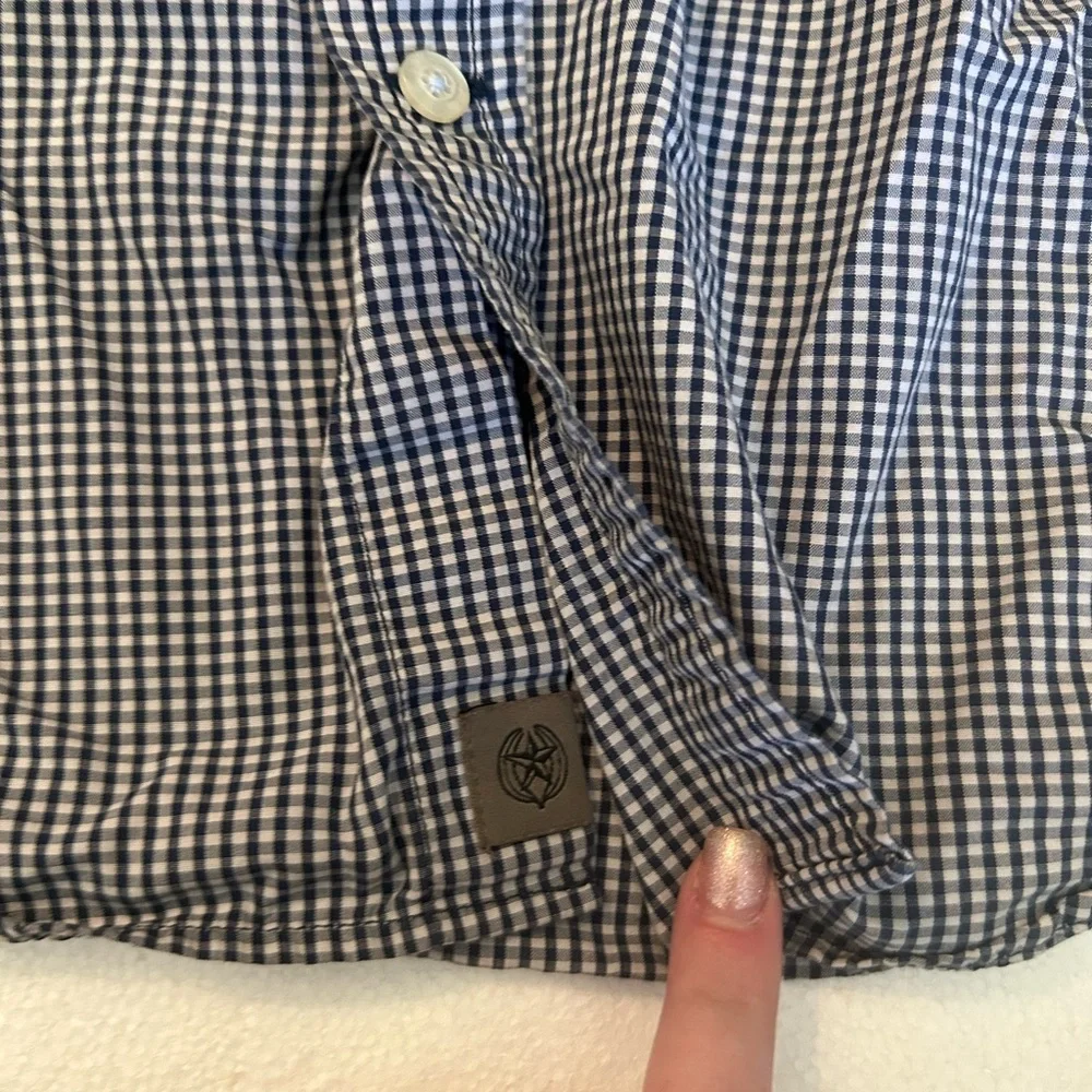 Banana republic black white checkered lux poplin button down shirt